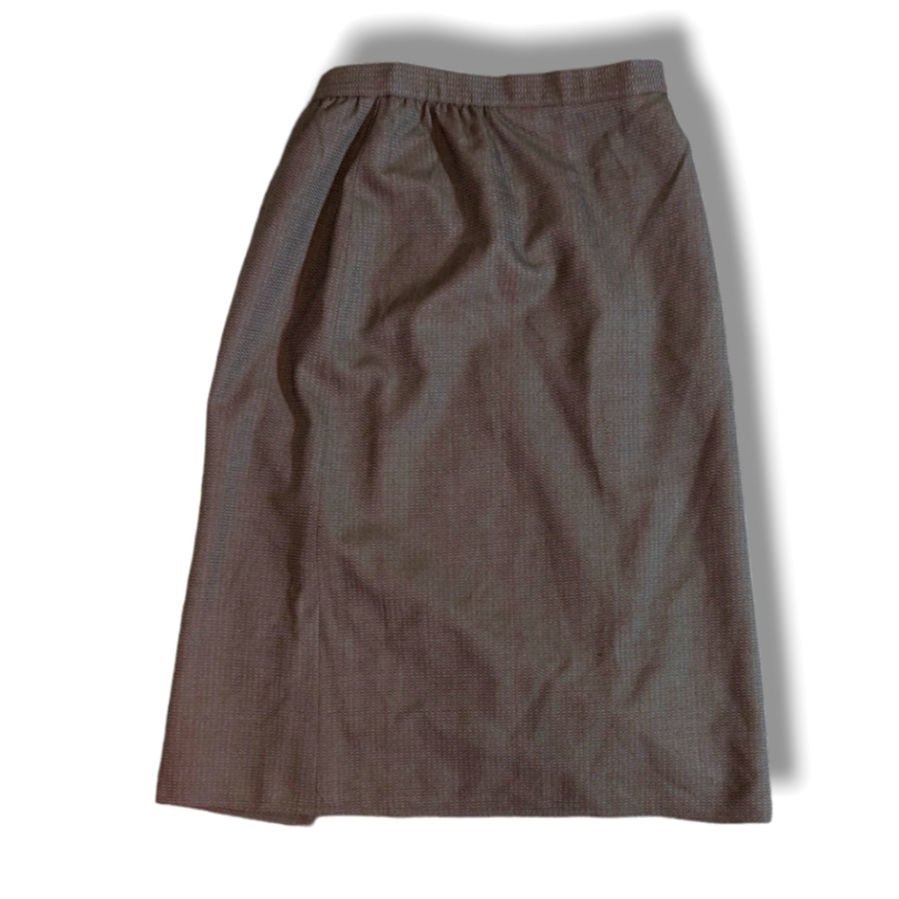 Harve Benard | Tweed Brown & Gray 100% Wool Midi Skirt Women's Size 8 - Picture 2 of 3